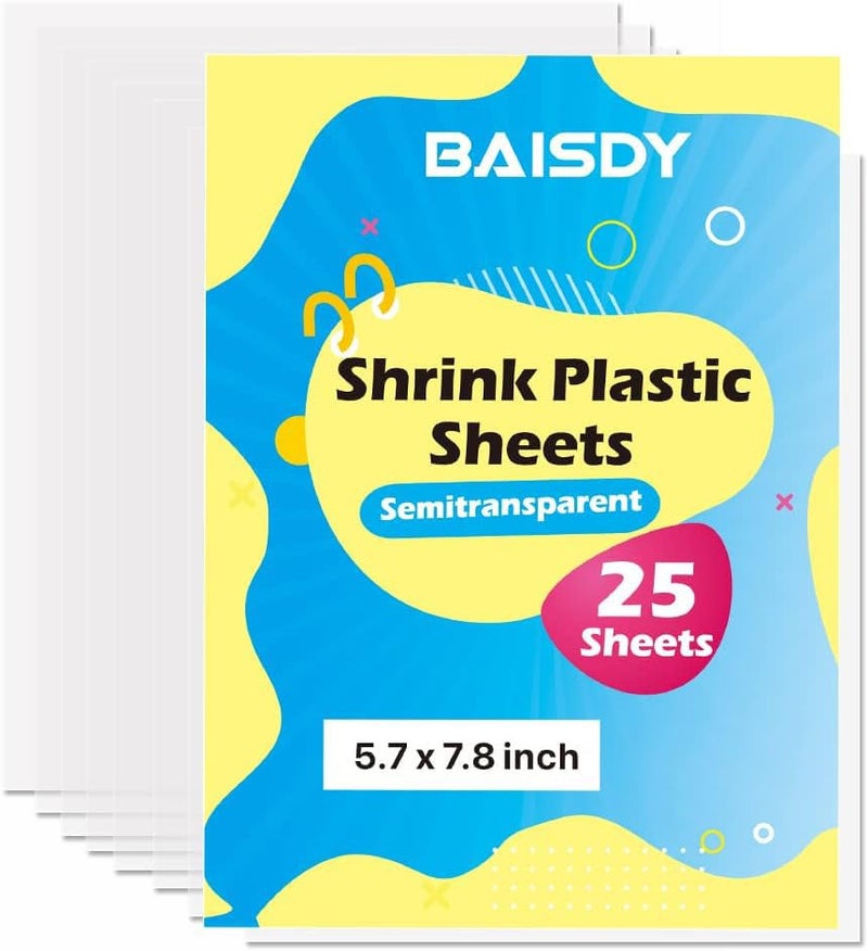 BAISDY 25Pcs Shrink Plastic Sheets, Heat Shrink Paper for Crafts DIY Jewelry Making, 14.5x20cm - Image 1
